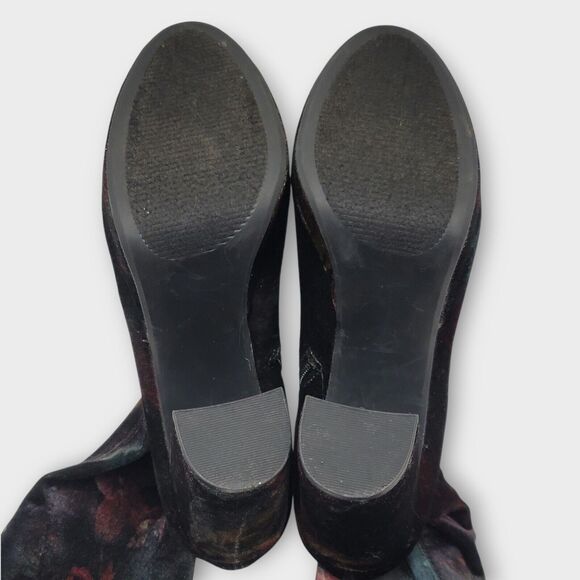 Madden Girl Groupie Black Floral Velvet Over The Knee Platform Heel Boot Size 9 - Picture 9 of 13